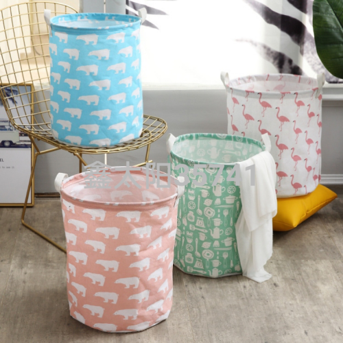 Nordic Style Cartoon Storage Box Laundry Basket Storage Bucket Cotton and Linen Pink Series Storage Basket Storage Bucket Fabric Basket