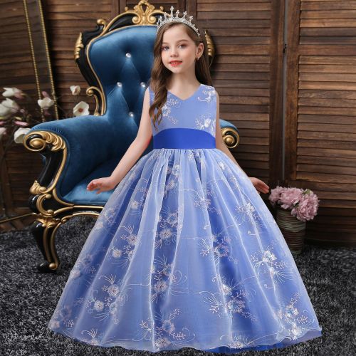 2022 hot-selling embroidered long sleeveless children‘s dress birthday party dress flower girl dress kids dress