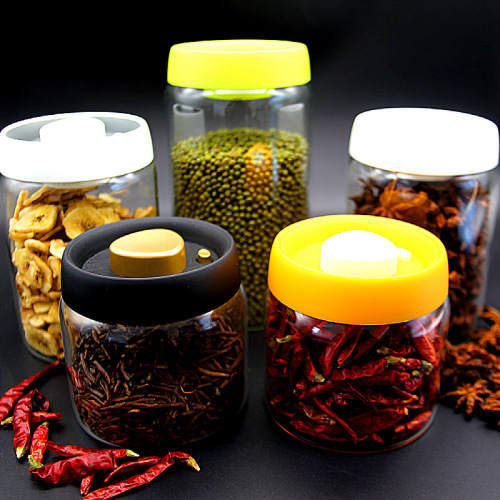 Household Tea Vacuum Sealed Jar Kitchen Transparent Borosilicate Grains Coffee Bean Storage Jar