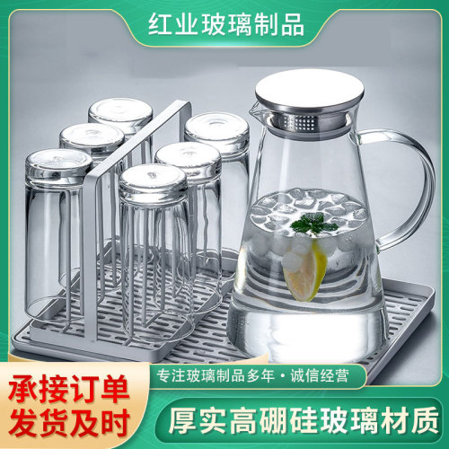 japanese-style borosilicate cold water bottle glass juice pot living room juice pot triangle flower teapot