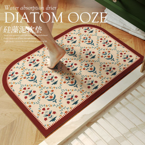 Xincheng Retro Soft Diatom Ooze Water-Absorbing Quick-Drying Floor Mat Bathroom Non-Slip Floor Mat Living Room Entrance Carpet