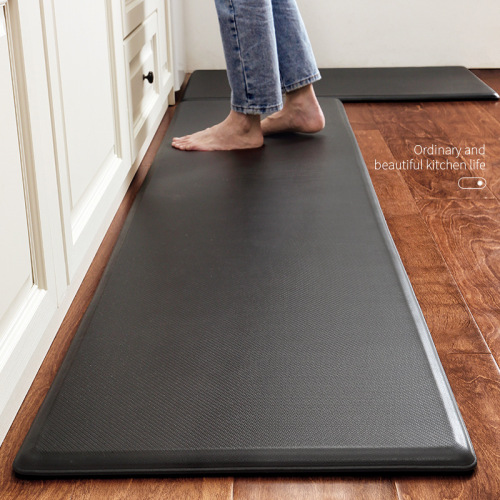 cross-border simple waterproof and oil-proof strip kitchen floor mat thickened pu leather household non-slip foot mat scrub
