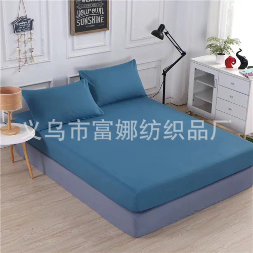 Foreign Trade Bedding Plain Color Chemical Fiber Fitted Sheet Set Four-Piece Set Three-Piece Polyester Fiber Size Color