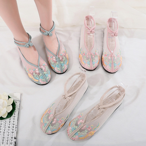 jelly bottom embroidered shoes cotton and linen exquisite soft and delicate flat women‘s shoes ethnic style cloth shoes women‘s spot wholesale