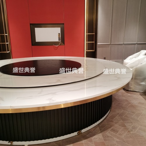 fujian fuzhou five-star hotel marble electric dining table and chair seafood restaurant compartment automatic turntable large round table