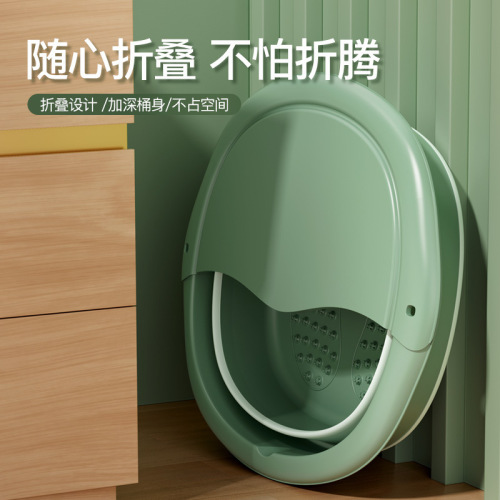 Hot Sale Plastic Foldable Space-Saving Thickened Foot Washing Basin with Lid Large Capacity Household Massage Wash Foot Basin Barrels
