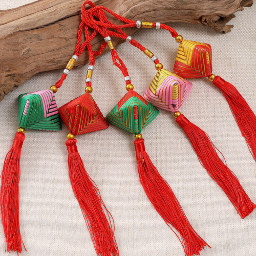 dragon boat festival sachet handmade sachet zongzi pendant colorful winding triangle zongzi car ornaments wind gift