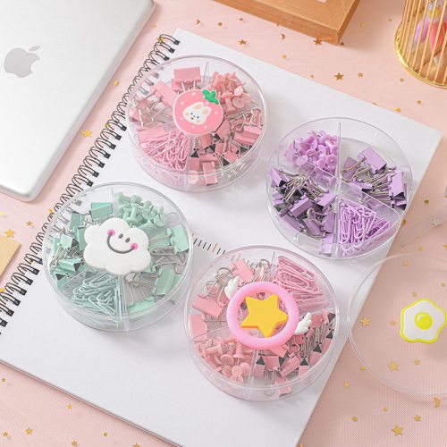 macaron color small size long tail clip multi-functional office stationery binder clip clip pushpin suit