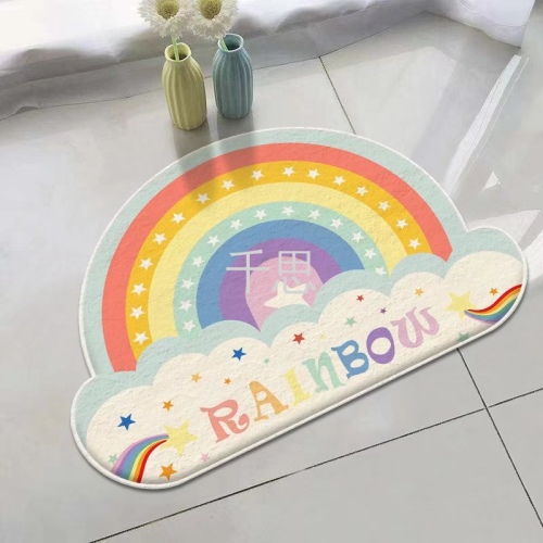 qiansi semicircle cashmere-like rainbow floor mat entrance door non-slip mat children‘s bedroom floor mat bathroom door hydrophilic pad