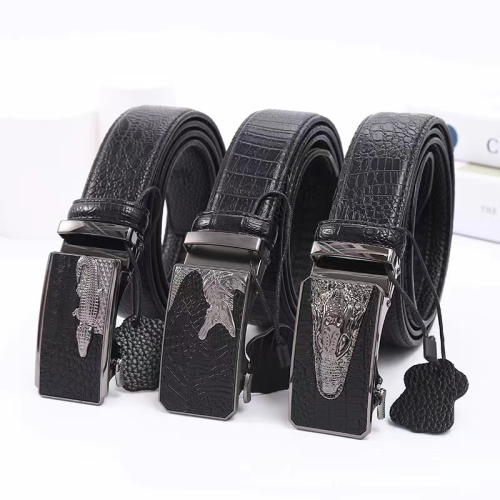 4.0 men‘s imitation cowhide belt crocodile belt men‘s belt alloy automatic buckle belt factory spot direct sales