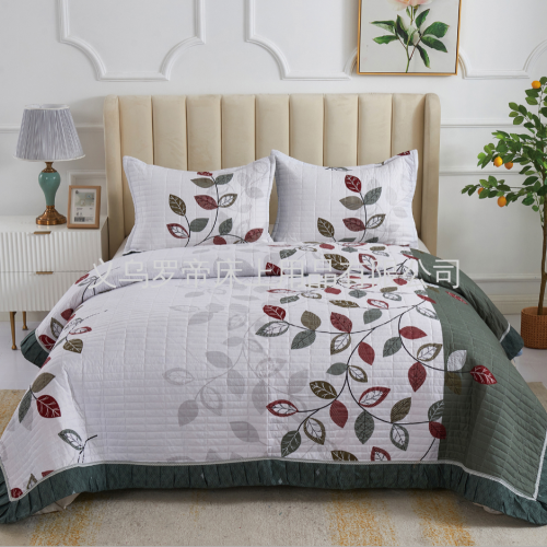 european plain pure cotton velveteen three-piece bed cover set spring and summer cotton quilted bedspread air conditioning quilt bedding