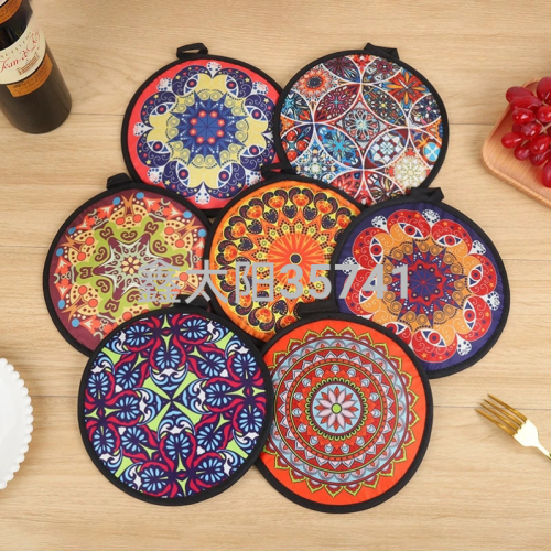 internet celebrity bohemian style fashion printing round thickened design color appearance insulation high temperature resistant placemat coaster