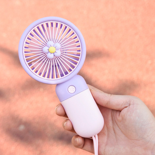 2022 flower handheld small fan lanyard pocket mini portable charging outdoor dormitory activity gift