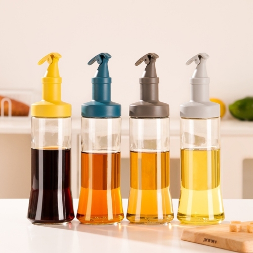 new seasoning bottle press open lid glass seasoning bottle kitchen with label oiler oil vinegar bottle multi-purpose soy sauce bottle
