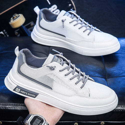 Men‘s Shoes 2022 New Summer Hollow-out Breathable Mesh Casual Shoes Middle School Students Korean Fashion All-Match Sports Shoes