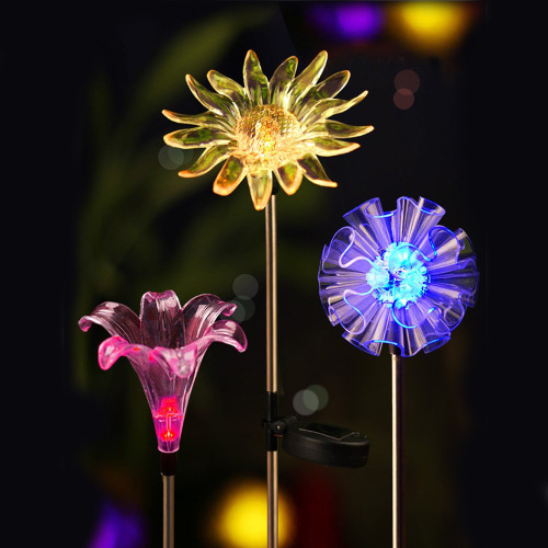 new solar colorful flower lamp lawn lamp outdoor waterproof courtyard garden lamp led solar ground plug lamp