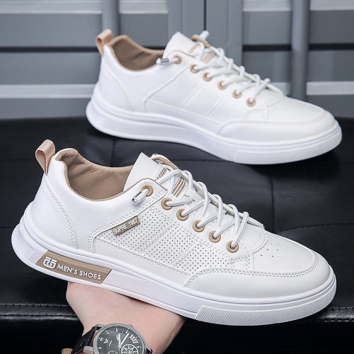 2022 summer new white shoes soft bottom soft surface breathable board shoes laser punching youth fashion shoes casual men‘s shoes wholesale