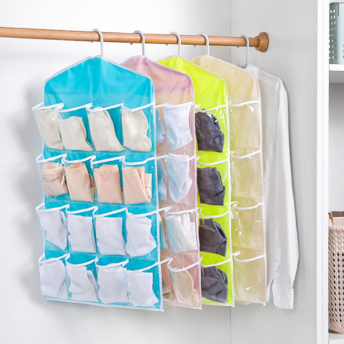 16 grid socks underwear storage hanging bag wardrobe hanging storage wall door back pocket classification organizing bag wholesale