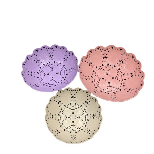 New Chrysanthemum-Shaped Hollow Fruit Plate Lace Full Hollow Fruit Basket Wet and Dry Draining Storage Tray RS-4835