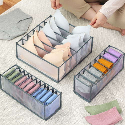 Household Foldable Mesh Underwear Storage Box Socks Bra Underwear Drawer Type Segmented Organizer Type Finishing Box