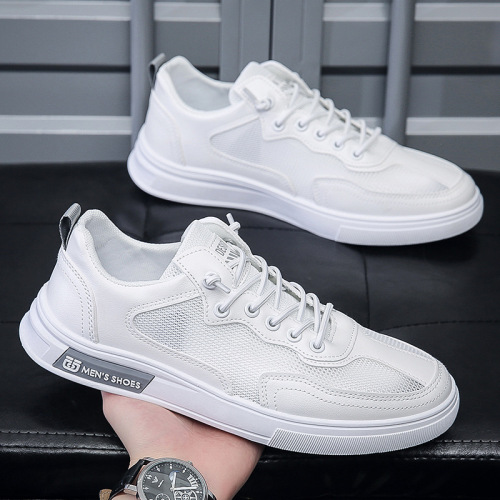 men‘s shoes summer breathable new white shoes mesh sports hollow out thin white board shoes single mesh tide shoes