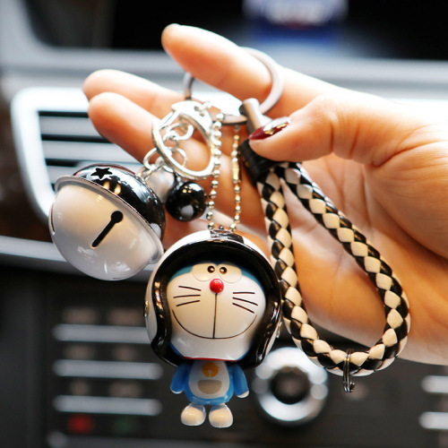 Korean Creative Doraemon helmet Key Chain Cute Cartoon Car Key Chain Bell Men‘s and Women‘s Bag Pendant