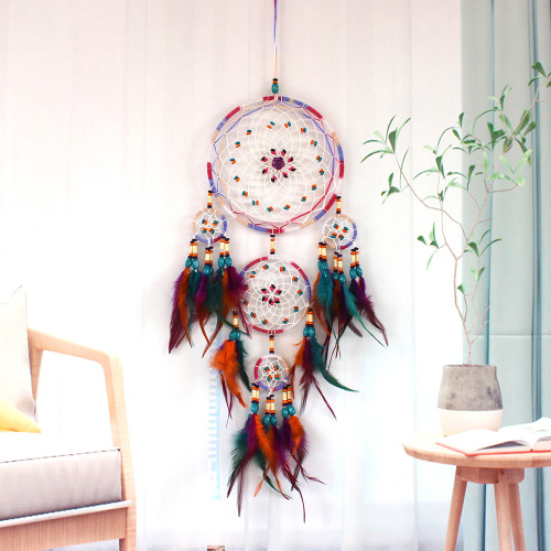 INS Colorful Five Rings Dreamcatcher Creative Wind Chimes Pendant Home Interior Background Decorations Classmate Birthday Gift