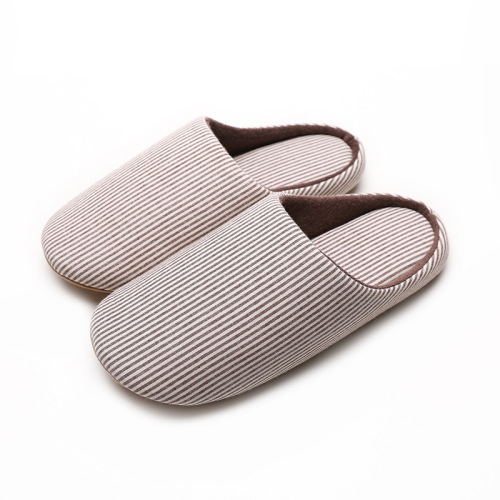 Japanese Korean Style Indoor Wooden Floor Mute Home Men and Women Couple Cotton Slippers Soft Bottom Non-Slip Large Size Home Cloth Bottom 
