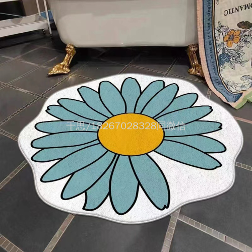 Qiansi New Special-Shaped Home Cashmere Printed Carpet Flower Flower Bedside Blanket Decorative Floor Mat Bathroom Absorbent Mat
