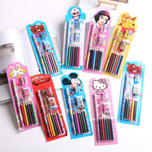 New Low Price 6 Color Lead Cartoon Children‘s Stationery Set Kindergarten Student Gift Prize Gifts 