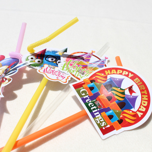 Birthday Card Straw Multiple Cards DIY Creative Party Straw 10 Pack