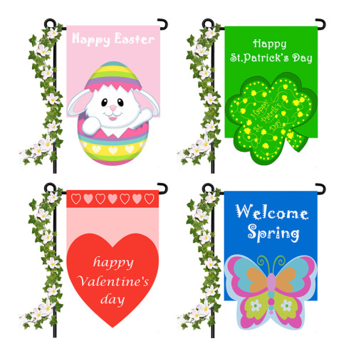 Creative New St. Patrick‘s Day Garden Flag Holiday Decoration Valentine‘s Day Spring Easter Shaped Garden Flag