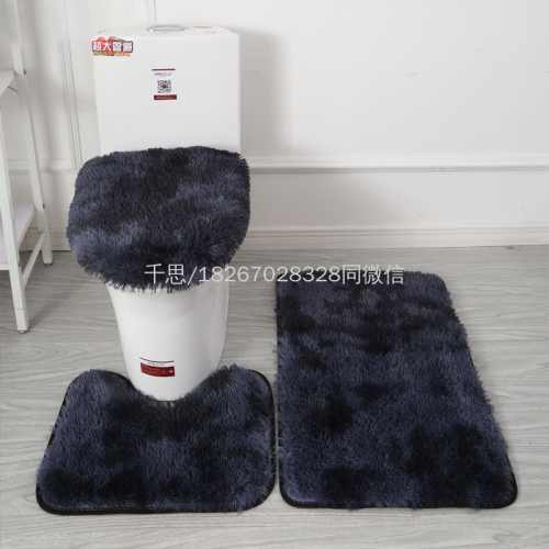 qiansi tie-dyed long wool carpet toilet three-piece non-slip foot mat bathroom entrance absorbent silk wool floor mat