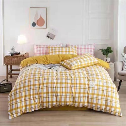 four-piece bedding set， quilt cover， bed sheet， plaid four-piece set of jidi bedding