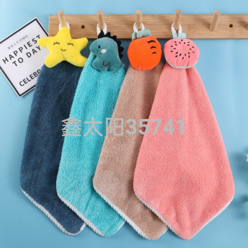 Coral Fleece Hand Towel Cartoon Soft Small Towel Hanging Children‘s Square Towel Bathroom Kitchen absorbent Handkerchief