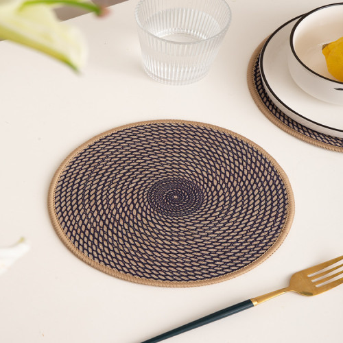 American Retro round Bowl Mat Nordic Ins Wind Heat Insulation Waterproof Oil-Proof Creative European Printing Western Food Mat Bowl Mat 