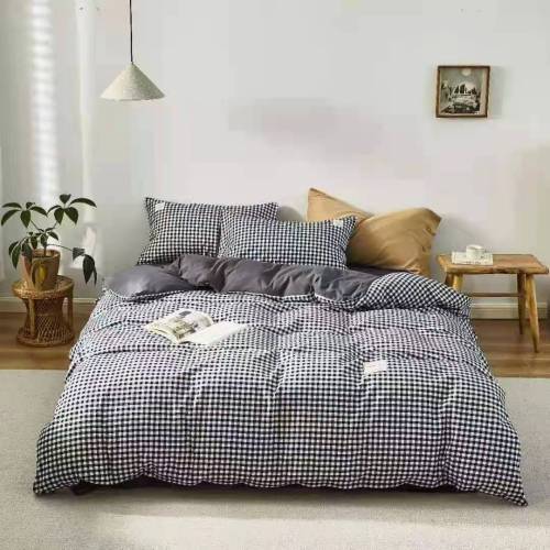 four-piece bedding quilt cover bed sheet fitted sheet plaid four-piece set nidi bedding