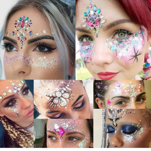 Crystal Face Pasters Forehead Stickers Affixed Stick-on Crystals European and American Fashion Acrylic Drill Stickers Rhinestone Face Decoration