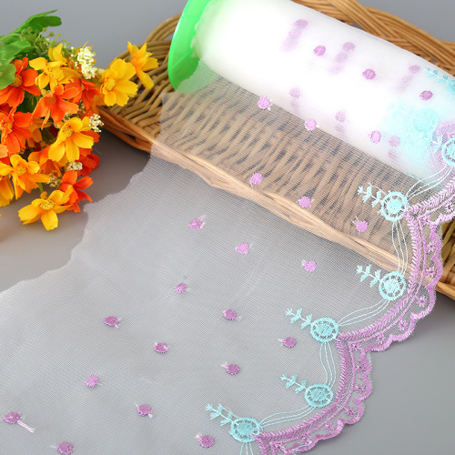 20cm Mesh Bean Dot Color Embroidery Lace Clothing Accessories Curtain Lace Barbie Doll Wedding Dress accessories