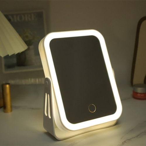 led makeup mirror with light beauty mirror square double-sided 5x magnifying vanity mirror dormitory usb charging fill light mirror