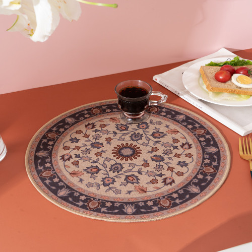 Nordic Style Mandala Texture Ceramic Household Insulation Mat Pot Mat Placemat Oil-Proof Vintage Western Food Mat Bowl Mat