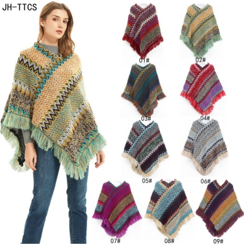2022 spring， autumn and winter new christmas style women‘s red retro ethnic style western tibetan travel pullover cape shawl
