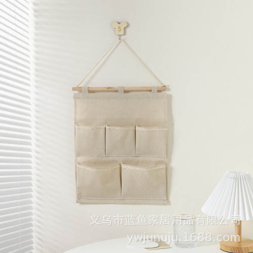 Zakka Fabric Plain Cotton Linen Lace Hanging Stationery Sundries Letters Hanging Storage Bag Juwarm Home