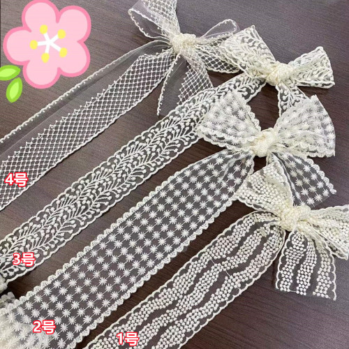 Hot Sale bow Headdress Lace Delicate White Mesh Embroidery Lace Doll Skirt Accessories 