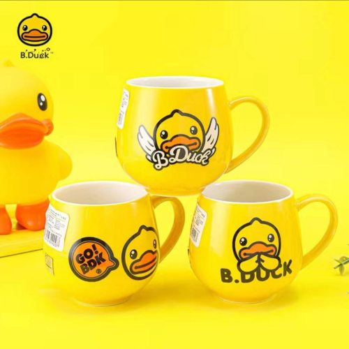 small yellow duck mug cute coffee cup big belly cup