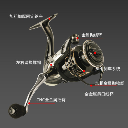 cnc metal rocker arm no gap anti-frying line fishing reel 17+1 road asian sea pole wheel road asian wheel oblique fishing reel
