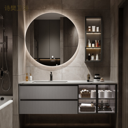 rock plate integrated basin ins style bathroom cabinet combination modern light luxury wash basin wash basin cabinet bathroom wash table