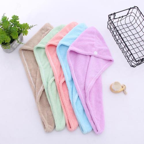 coral fleece hair-drying cap women‘s quick-drying absorbent thickened headscarf factory wholesale double-layer plain shower cap