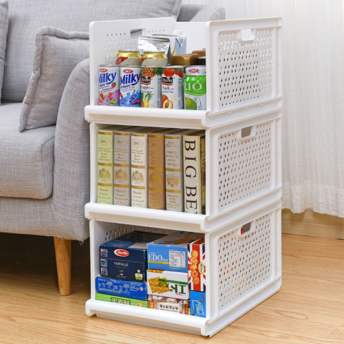 wanfeng cabinet shelf plastic pp multi-function folding organizer removable push-pull hollow-out portable storage rack
