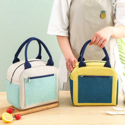 Color Matching Lunch Bag Insulated Bag Cationic Lunch Box Handbag Strap Lunch Bag Aluminum Foil Thickening Lunch Bag